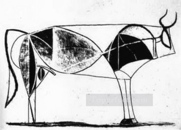 Black and White Painting - The Bull State VII 1945 black and white Picasso